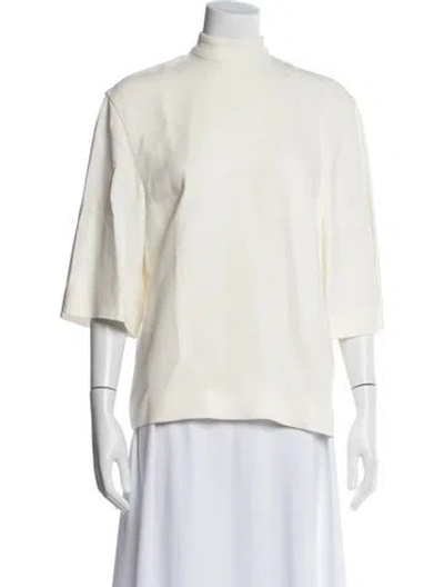 Pre-owned Anine Bing Mock Neck Three-quarter Sleeve Top In Neutral