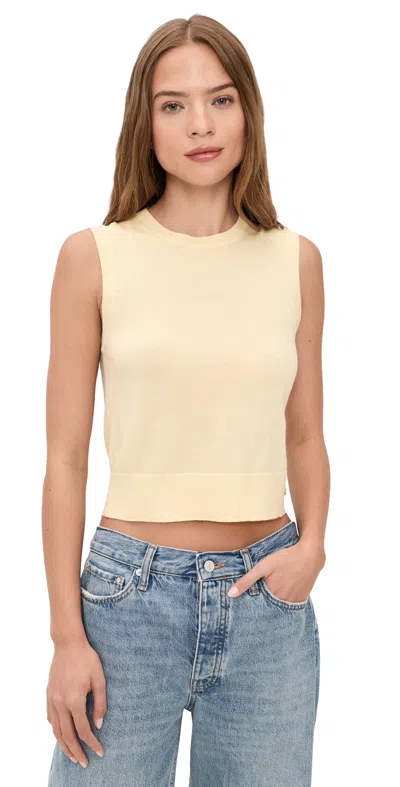 Anine Bing Moni Crop Tank Top Butter Yellow In Neutral