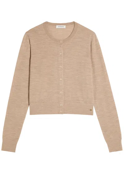 Anine Bing Moni Wool And Cashmere-blend Cardigan In Neutral