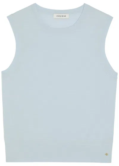 Anine Bing Moni Wool And Cashmere-blend Tank Top In Blue