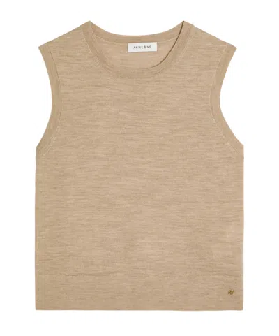 Anine Bing Moni Wool And Cashmere-blend Tank In Nude
