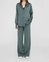 Anine Bing Monica Satin Silk Shirt In Multi