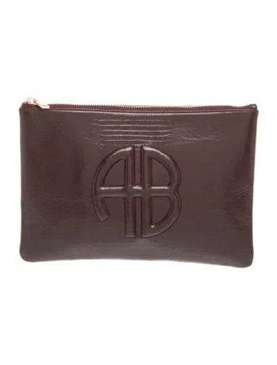 Pre-owned Anine Bing Monogram Clutch In Brown