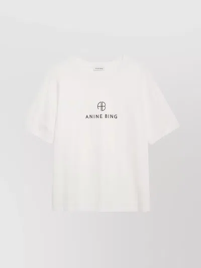 Anine Bing Monogram Cotton Jersey T-shirt In White