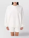 Anine Bing Monogram Fleece Dropped Shoulders Ribbed Cuffs In White