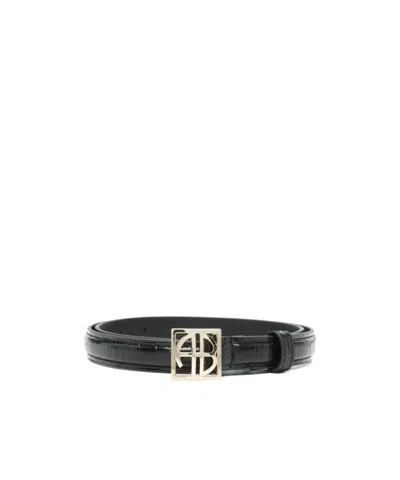 Anine Bing Monogram-plaque Belt In Black