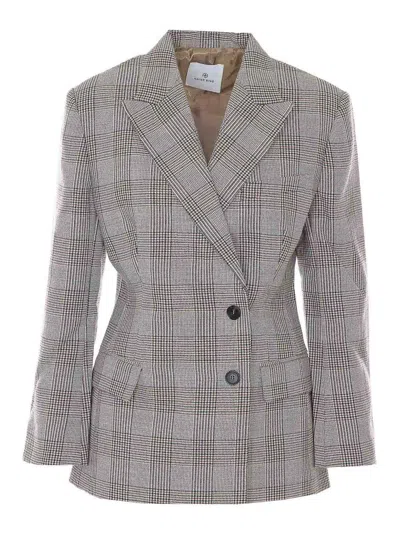 Anine Bing Asymmetric Prince Of Wales Jacket Women In Gray