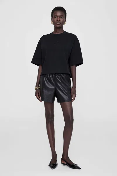 Anine Bing Cotton Cropped Myers T-shirt In Black