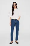 Anine Bing Myers Cropped Tee Framed Monogram In Ivory In Ivory