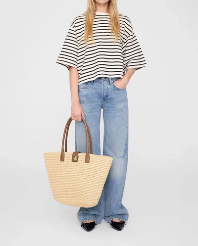 Anine Bing Womens Blk Stripe French Terry Myers Cropped Cotton-blend T-shirt Xs In Neutral