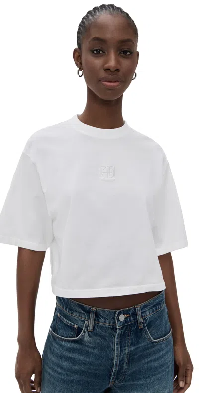 Anine Bing Myers Cropped Tee Ivory In White