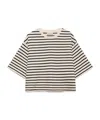 Anine Bing Womens Blk Stripe French Terry Myers Cropped Cotton-blend T-shirt In Neutral