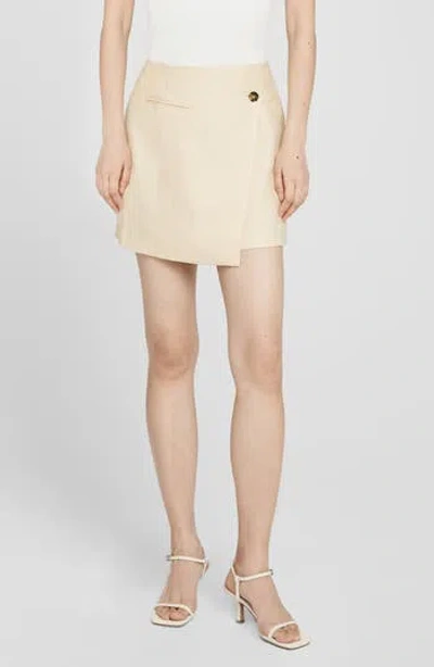 Anine Bing Natalia Linen Wrap Miniskirt In Light Yellow Linen