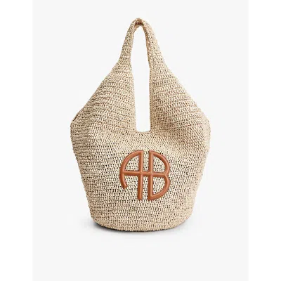Anine Bing Large Leah Hobo In Natural With Cognac