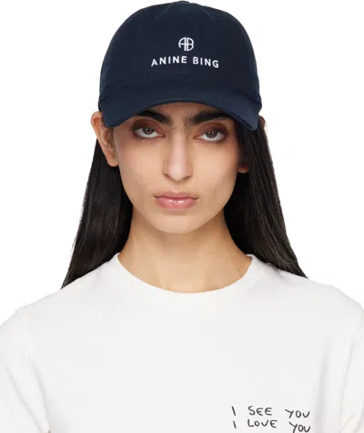 Anine Bing Navy Jeremy Baseball Cap In Red
