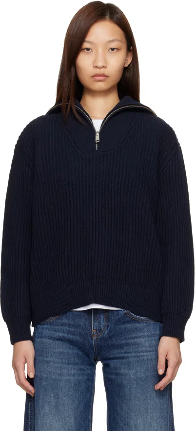 Anine Bing Navy Sammy Track Jacket In Blue