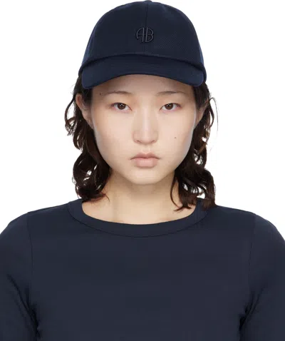 Anine Bing Navy Wool Jeremy Baseball Cap In Blue