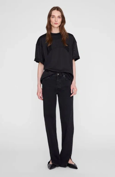 Anine Bing Nell Mesh Tee In Black
