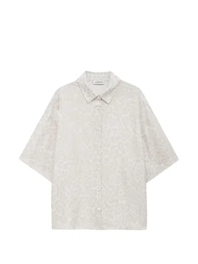 Anine Bing Coco Shirt In White Leopard In Multi
