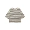 Anine Bing Womens Blk Stripe French Terry Myers Cropped Cotton-blend T-shirt In Neutral