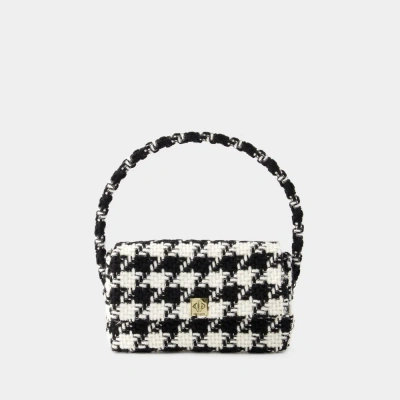 Anine Bing Nico Houndstooth-pattern Shoulder Bag In Black