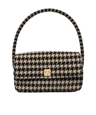 ANINE BING ANINE BING NICO HOUNDSTOOTH LOGO-ENGRAVED SHOULDER BAG