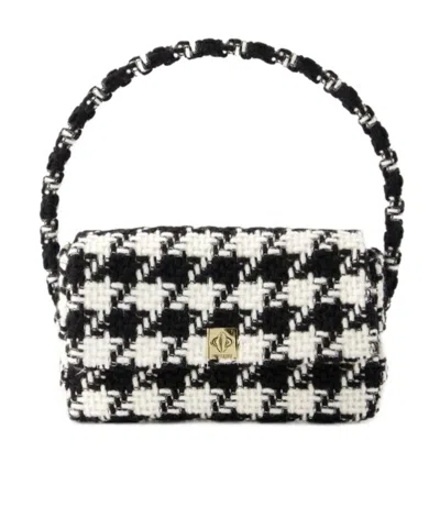 Anine Bing Nico Houndstooth-pattern Shoulder Bag In Black