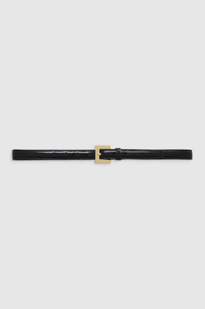 ANINE BING NICOLA BELT - BLACK PATENT XS/S