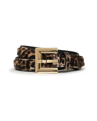 Anine Bing Nicola Belt - Leopard Calf Hair In Black