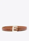Anine Bing Nicola Croc-embossed Leather Belt In Multi