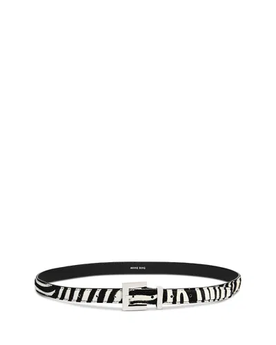 Anine Bing Nicola Zebra Print Calf Hair Belt In Black