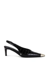 Anine Bing Nina Heels With Metal Toe Cap Slingbacks Black In Black Embossed