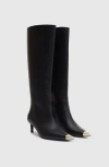 Anine Bing Nina Metal Toe Cap Tall Boots In Black
