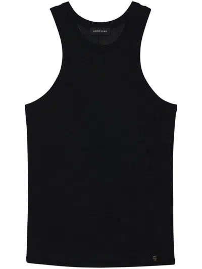 Anine Bing Noel Crew-neck Tank Top In Schwarz