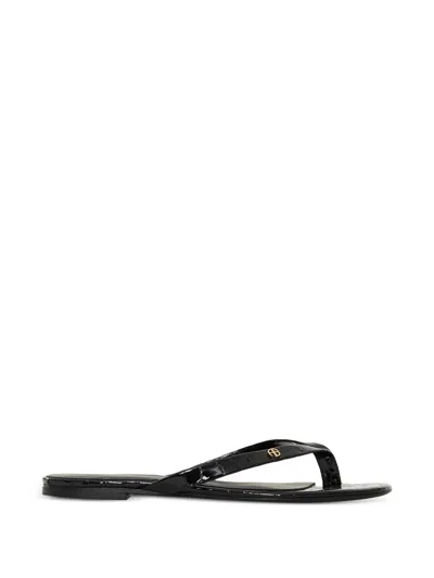 Anine Bing Noelle Croc-embossed Flat Sandals In Black