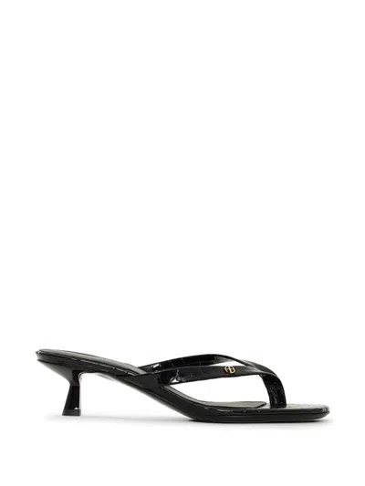 Anine Bing Noelle Thong Heeled Sandal In Black