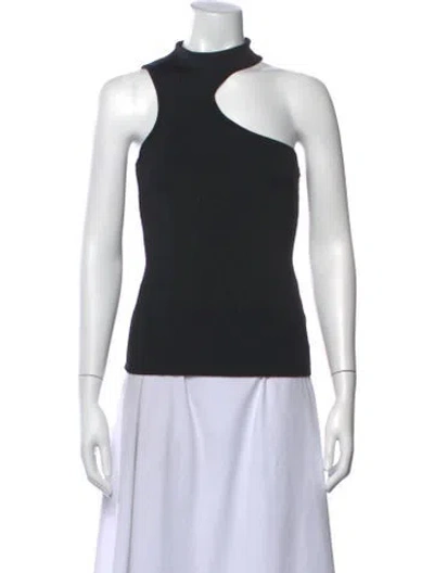 Pre-owned Anine Bing Nylon Asymmetrical Top In Black