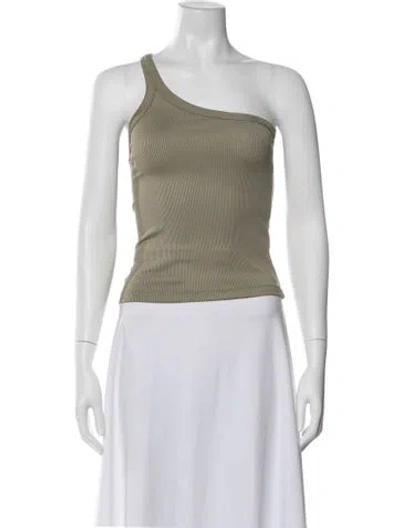 Pre-owned Anine Bing Nylon One-shoulder Crop Top In Green