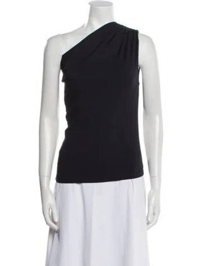 Pre-owned Anine Bing Nylon One-shoulder Top In Black