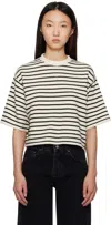 Anine Bing Womens Blk Stripe French Terry Myers Cropped Cotton-blend T-shirt In Neutral