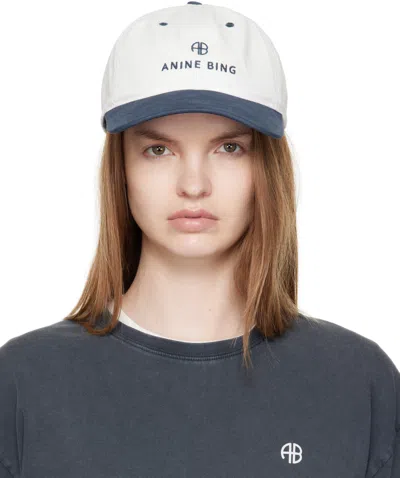 Anine Bing Off-white & Navy Jeremy Cap In Multi
