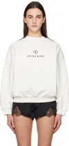 Anine Bing Relaxed-fit Monogram Sweatshirt With Crew Neckline In Ivory