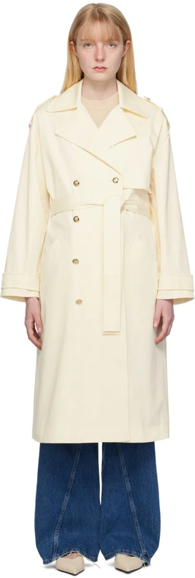Anine Bing Off-white Layton Trench Coat In Cream