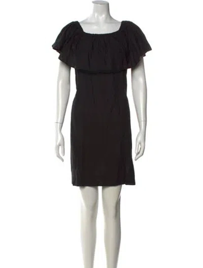 Pre-owned Anine Bing Off-the-shoulder Mini Dress In Black