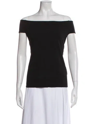Pre-owned Anine Bing Off-the-shoulder Short Sleeve Top In Black