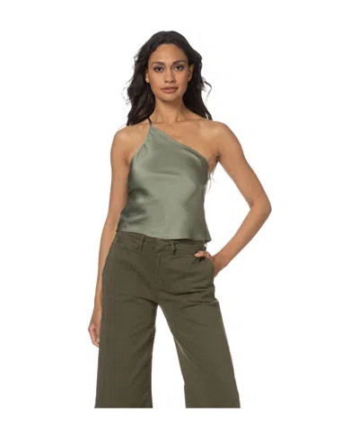 Anine Bing One-shoulder Silk Top In Nude