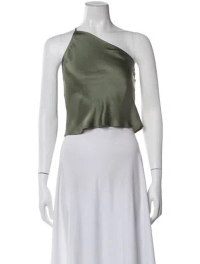 Pre-owned Anine Bing One-shoulder Sleeveless Crop Top In Green