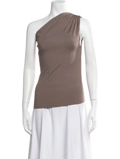 Pre-owned Anine Bing One-shoulder Sleeveless Top In Brown