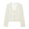 Anine Bing Anitta Checked Tweed Blazer In White