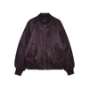 Anine Bing Leon Satin Bomber Jacket In Brown